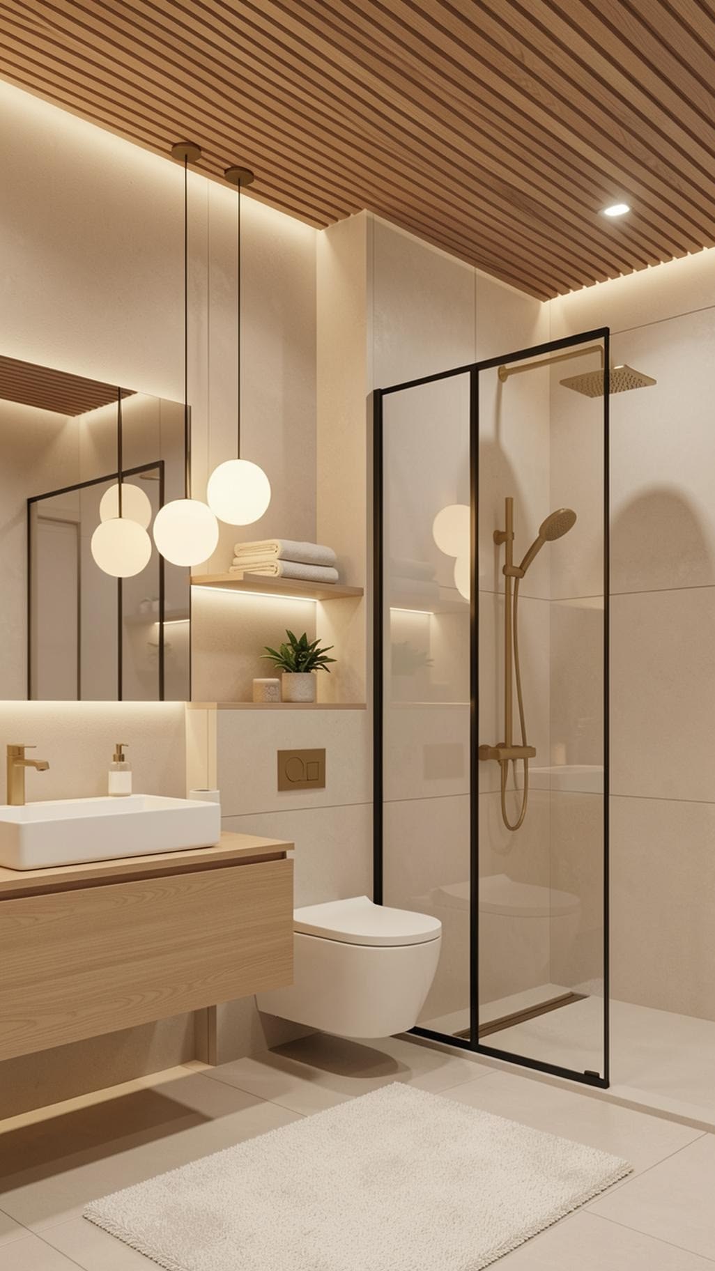 Modern Master Washroom featuring Frameless Glass Shower Cubicle & Linear Drain #7